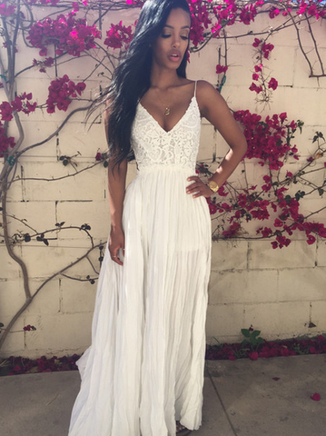 Custom Boho Bohemian Prom Dresses Backless Prom Gowns Lace Prom