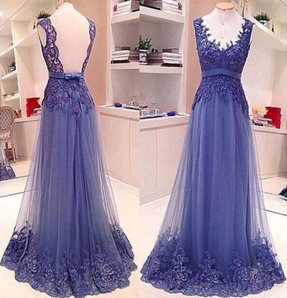 Custom Blue Prom Dress, Tulle Prom Dresses,lace Prom Dress, Tulle Prom Dress, Prom Gowns, Prom Dress Long, Formal Evening Dress, Graduation