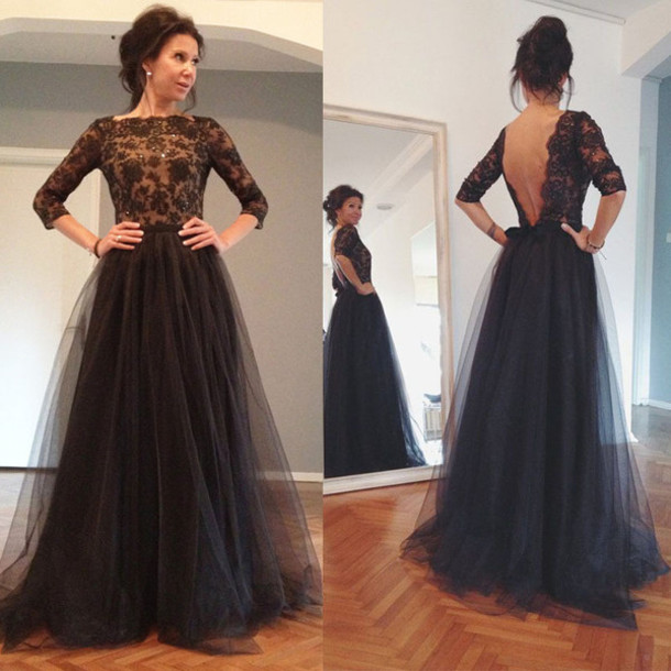 Backless Black Evening Dresses