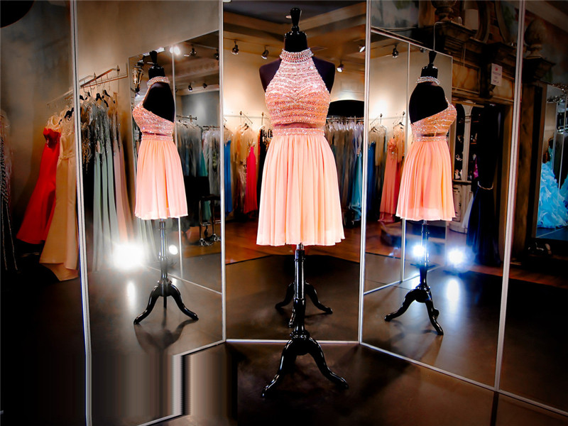 Coral Prom Dress,short Prom Dress,halter Prom Dress, Prom Dress,prom Dress 2016, 8th Grade Prom Dress,pink Prom Dress, Backless Prom Dress, Sexy