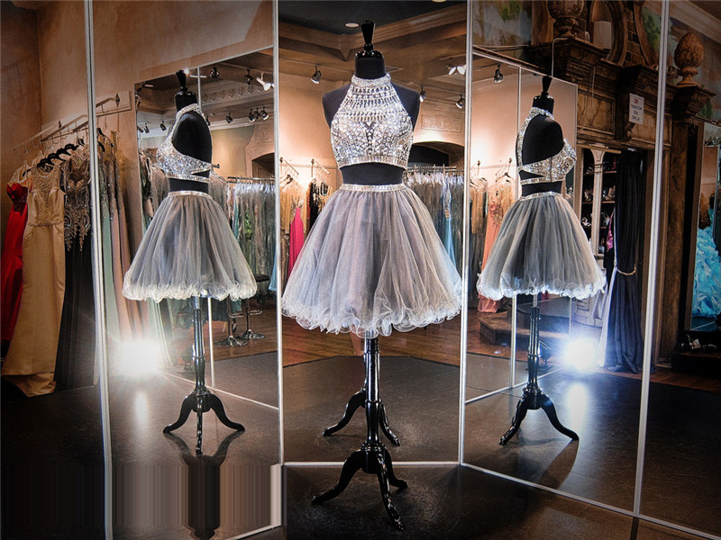 Silver Prom Dress,short Prom Dress,junior Prom Dress, Prom Dress,prom Dress 2016,2 Piece Prom Dress, Sexy Prom Dress, Homecoming Dress, 8th