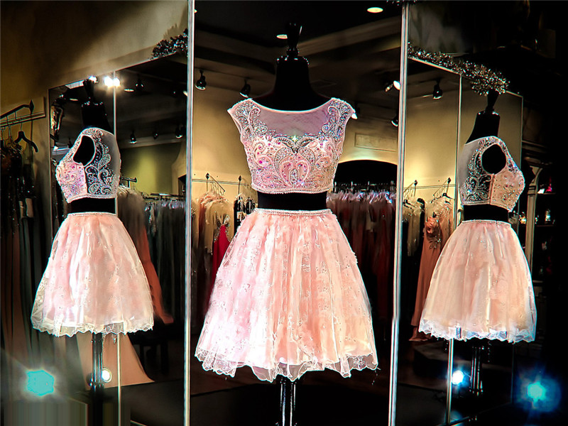 2 Piece Prom Dress,short Prom Dress,junior Prom Dress, Prom Dress,prom Dress 2016,pink Prom Dress, Sexy Prom Dress, Pink Homecoming Dress, 8th