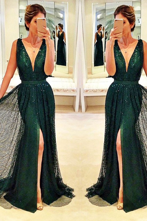 womens dark green dress