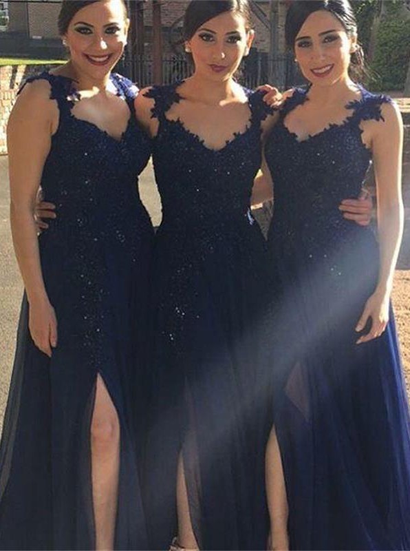 Navy Blue Bridesmaid Dresses Long Gowns Maid Of Honor Navy Blue Bridesmaid Dresses Long Gowns Maid Of Honor Dress Wedding Party Formal Evening Prom