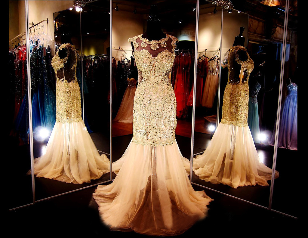 Prom Gown Champagne,mermaid Prom Dresses, Rt0002