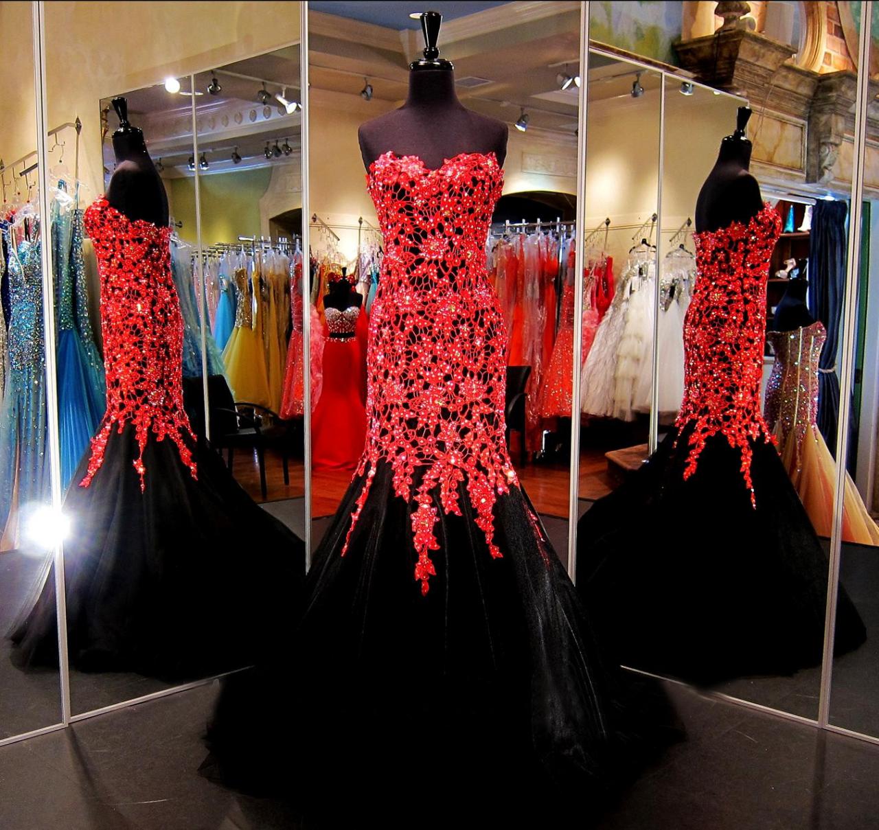 Prom Dress, Mermaid Prom Dress,lace Prom Dress,black Prom Gown, Evening Dress Rt0006