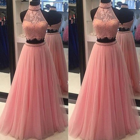 Prom Dresses,prom Gown,baby Pink Prom Dress,prom Dress Two Piece,lace Prom Dress,prom Dress ,formal Dress,evening Dress,custom Plus Size Rt0161