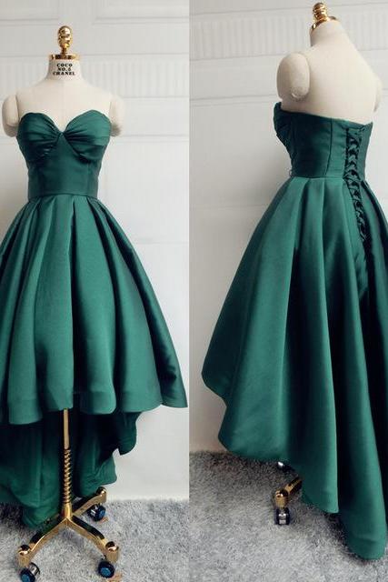 Dark Green Homecoming Dress,High Low Prom Dress,Prom Dress Cheap, Prom Gown,Junior Prom Dress,Evening Dress High Low,Cocktail Party Dress,Formal Dress
