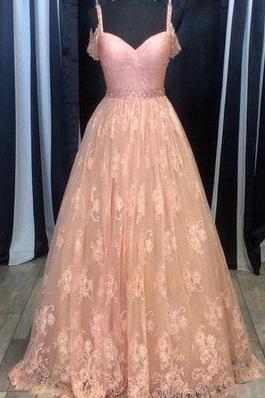 A Line Lace Prom Dresses Pink Off The Shoulder Ball Gown Formal Evening Gown Sheath Junior Senior Party Dress Custom Plus Size 2018