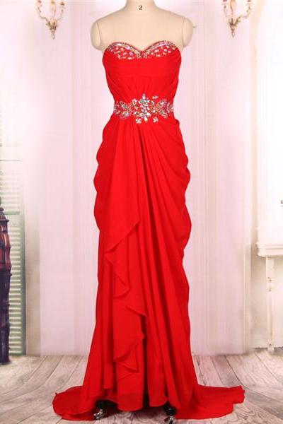 Long Sweetheart Red Mermaid Prom Dresses Gowns 2016,formal Evening Dresses Gowns, Homecoming Graduation Cocktail Party Dresses Custom Plus Size