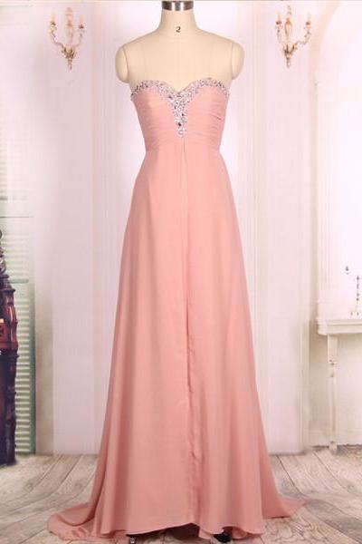 A Line Empire Waist Sweetheart Long Elegant Blush Pink Prom Dresses Gowns 2016,formal Evening Dresses Gowns, Homecoming Graduation Cocktail