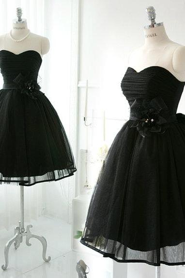 Cheap Ball Gown Sweetheart Black Short Prom Dresses Gowns, Formal Evening Dresses Gowns, Homecoming Graduation Cocktail Party Dresses, littke black dress,Custom Plus size