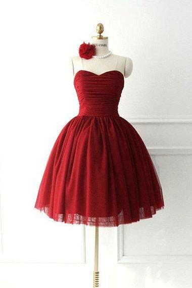 2016 Cheap Ball Gown Sweetheart Wine Red Burgundy Short Prom Dresses Gowns, Formal Evening Dresses Gowns, Homecoming Graduation Cocktail Party Dresses, littke black dress,Custom Plus size