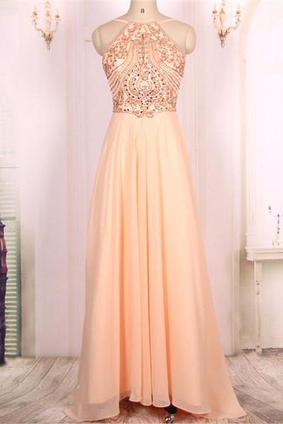 Custom Cheap A line Pink Beaded Long Sexy Backless Prom Dresses Gowns 2016,Formal Evening Dresses Gowns, Homecoming Graduation Cocktail Party Dresses Plus size
