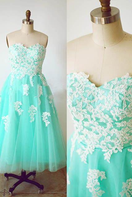 Custom Cheap Sweetheart Turquoise Short Tulle Lace Prom Dresses Gowns 2016 , Formal Evening Dresses Gowns, Homecoming Graduation Cocktail Party Dresses, Holiday Dresses, Plus size