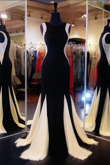 Custom Beaded Black Long Mermaid Prom Dresses Gowns 2016,Formal Evening Dresses Gowns, Homecoming Graduation Cocktail Party Dresses Plus size