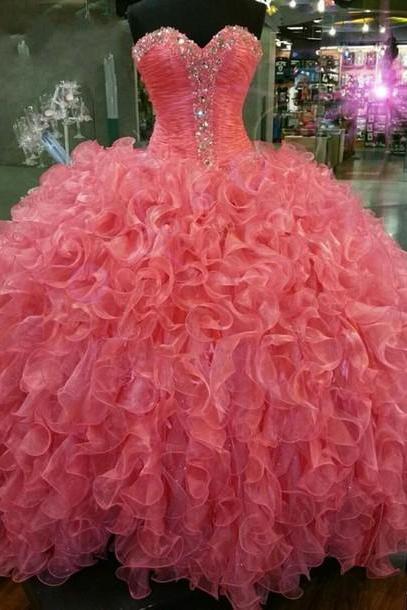 Quinceanera Dresses, Quinceanera Gown,vestidos De 15 Anos,quinceanera Dresses 2016,sweet 16 Dresses,debutante Dresses Gowns, Coral Quinceanera