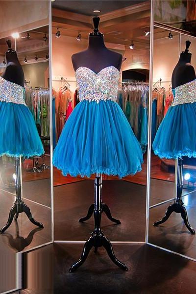 Blue Prom Dress,short Prom Dress,sparkle Prom Dress, Prom Dress,prom Dress 2016, 8th Grade Prom Dress,sweetheart Prom Dress,blue Evening Dress,