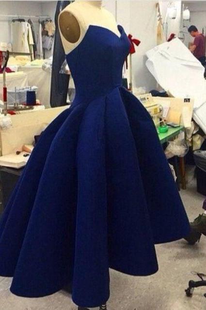 Cute Homecoming Dress,Simple Ball Gown Short Dark Blue Prom Dress for Teens, Navy Homecoming Dresses, High Low Prom Dress, Unique Party Dress, Satin Prom Dress