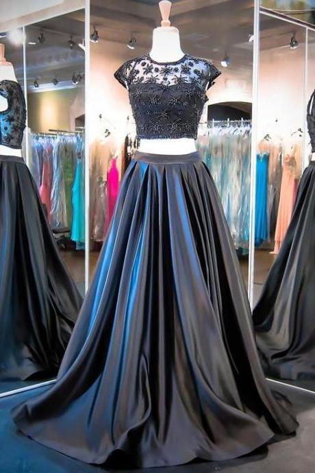 Prom Dresses, Prom Gown, Prom Dress Two Piece,Silver Prom Dress,Prom Dress Long,Graduation Dress,Evening Dress RT0023