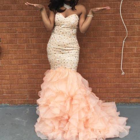 Prom Dresses Baby Pink,Prom Gown Mermaid, Sweetheart Beading Formal Evening Dresses,Party Dress Cheap, Homecoming Dresses,Graduation Dress Custom Plus size